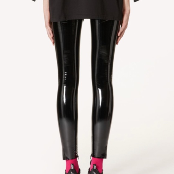 Valentino Red Vinyl Leggings - Black - Size Medium - Picture 7 of 9